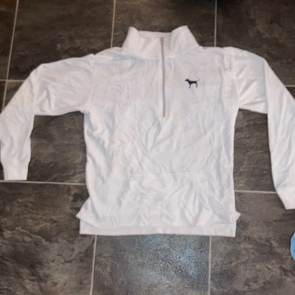 Victoria Secret Pink -White quarter zip jacket